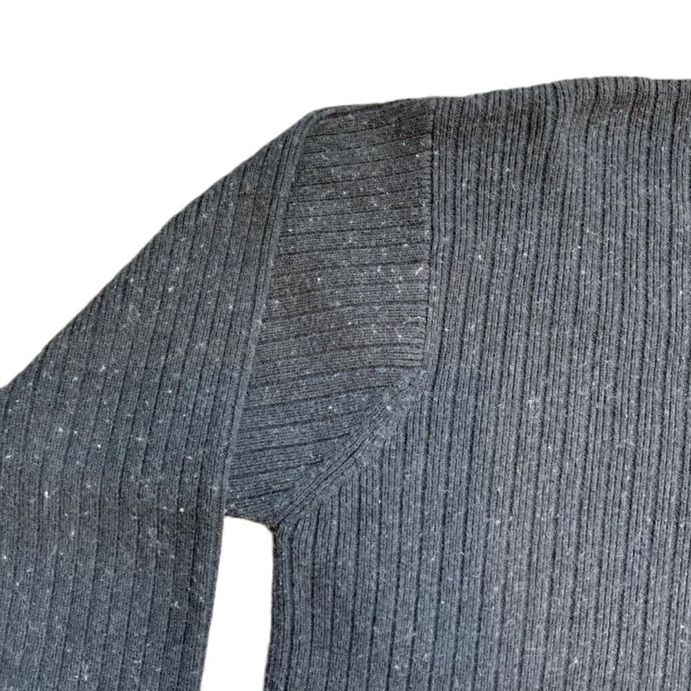 American Eagle Charcoal Ribbed Knit Crew Neck Wool Blend Grandpacore Sweater XL - Picture 3 of 11